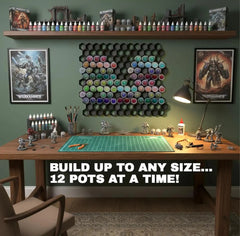 Hobby Paint Storage Rack - Wall Mount for 32mm (Fits Citadel Pots) - Fat Dwarf